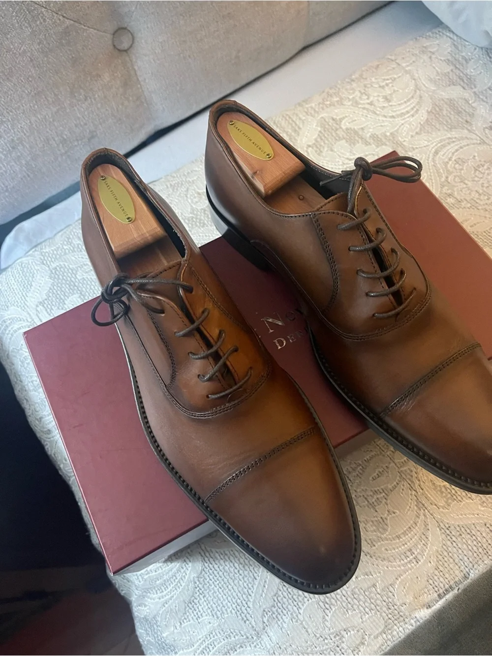 Classic Brown Cap-Toe Oxford Dress Shoes - Men